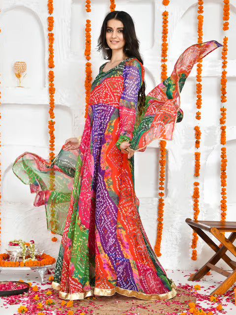 Panchrangi Multi-Color Floor Length Anarkali Suit