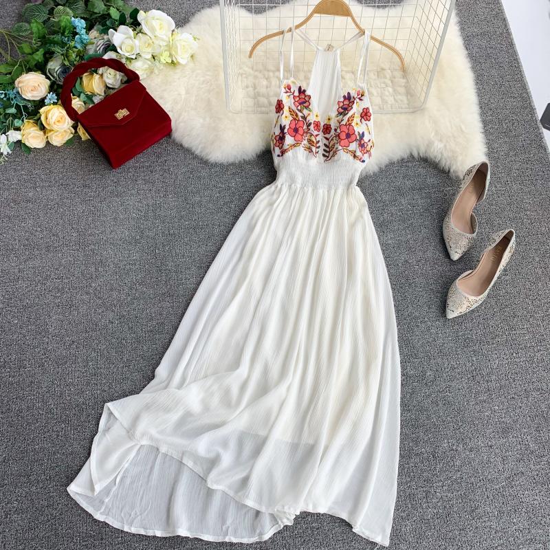 Beautiful Flower Embroidery Long Bohemian Dress